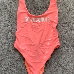 High waisted, low back one piece swimsuit